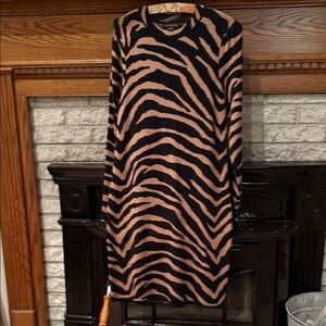 Banana Republic Black and Tan Zebra Print Dress